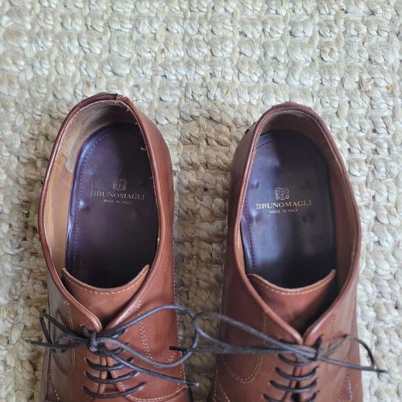 Bruno Magli Italian Made Brown Leather Lace Up Loafers Men's Size 11.5 - Picture 3 of 16